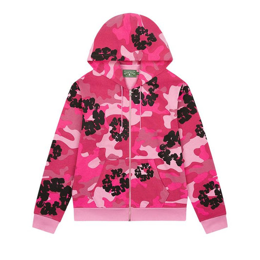 DENIM TEARS wreath zip hoodie (Pink)