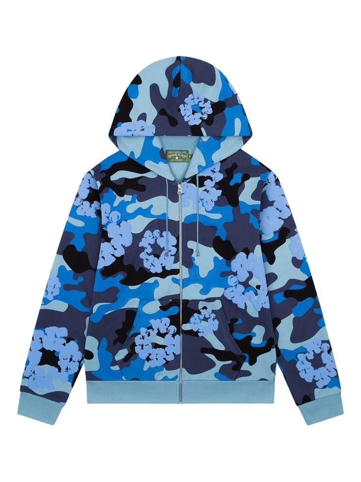 DENIM TEARS wreath zip hoodie (Blue)